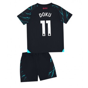 Manchester City Jeremy Doku #11 Tredje Kläder Barn 2023-24 Kortärmad (+ Korta byxor)